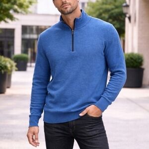 UNTUCKit Men's Heathered Blue Quarter-Zip Sweater
